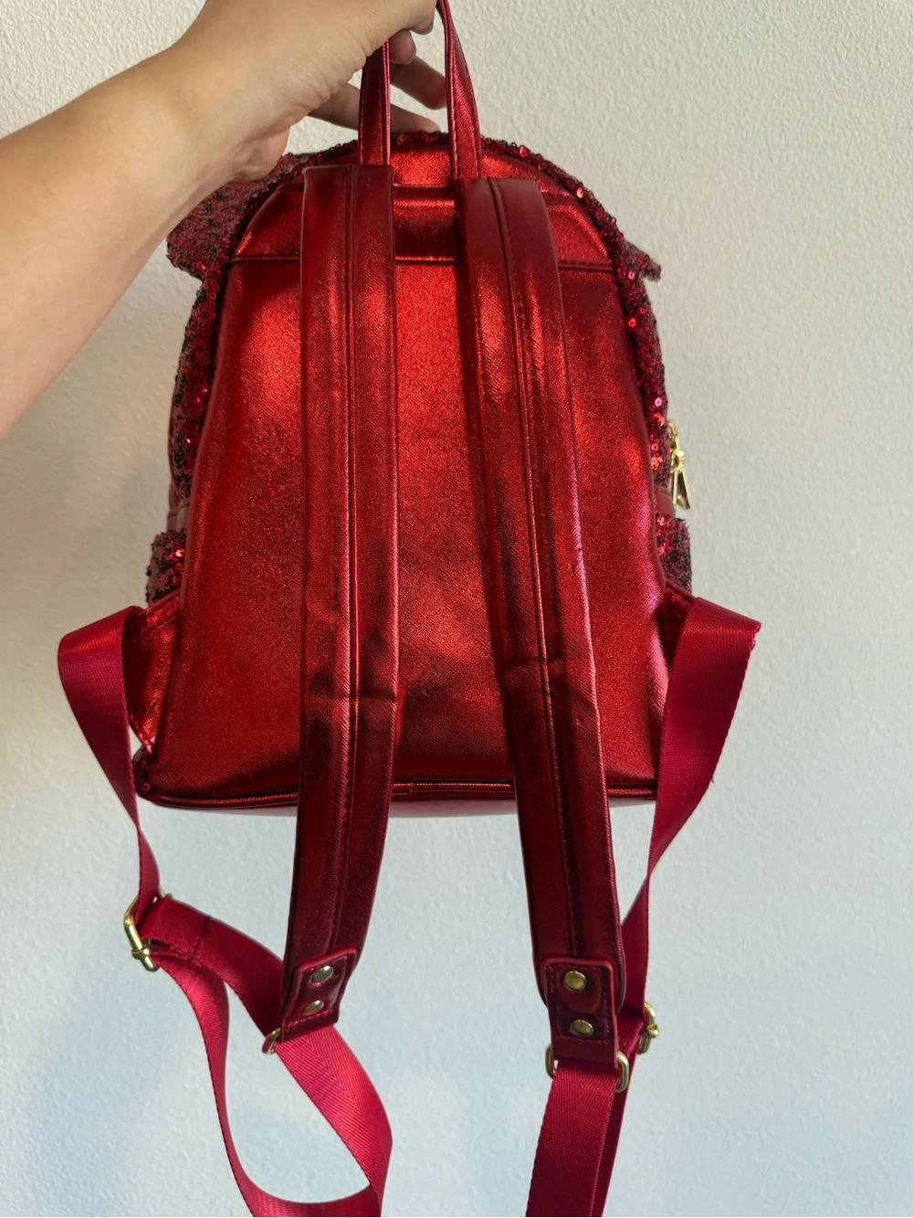 DISNEY PARKS LOUNGEFLY RED SEQUIN MINI BACKPACK